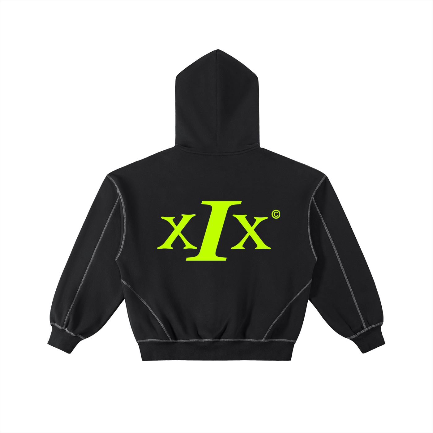 Contrast-Stitched Boxy Fleece Zip Hoodie